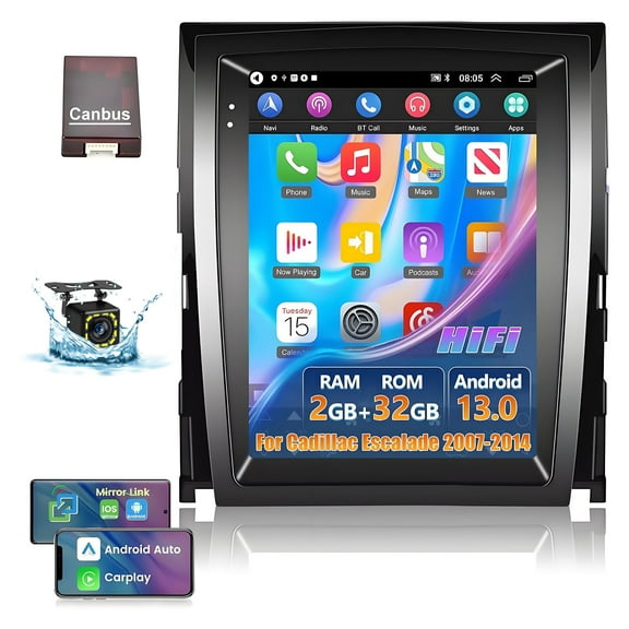 Car Radio for Cadillac Escalade 2007-2014 9.7 Inch Android 13 HD Touch Screen Car Stereo with Carplay & Android Auto Bluetooth WiFi,4G,Wirless,GPS, FM/AM