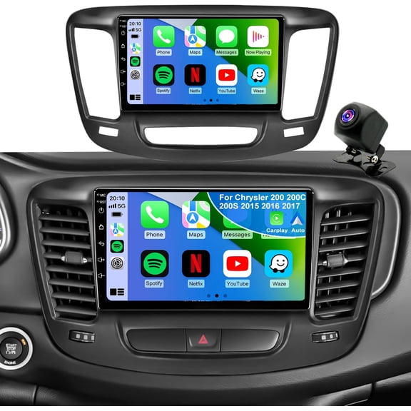 Car Radio for Chrysler 200 200C 200S 2015 2016 2017, Android 13 System Chrysler 200C Stereo Wireless CarPlay & Android Auto, 9 Inch ISP TouchScreen, Bluetooth 5G WiFi GPS Navigation, 4Core 64G