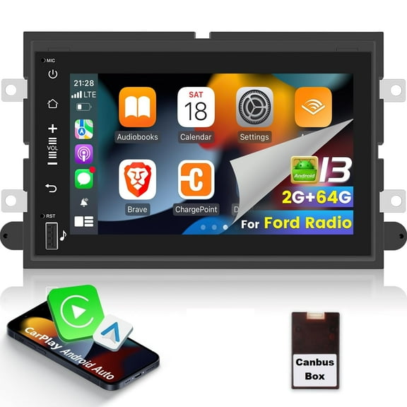 Car Radio for Ford F150 F250 F350 Fusion Edge Explorer Expedition 2004-2014, 7inch 1080p IPS Touchscreen Stereo with Wireless Carplay Android Auto GPS WiFi FM/RDS