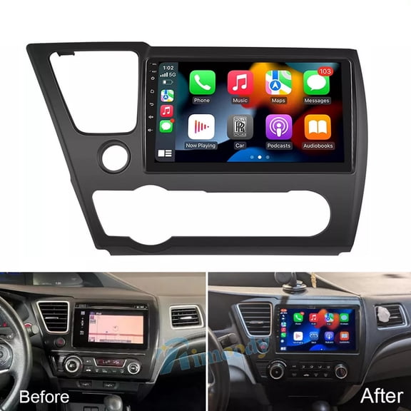 Car Radio for Honda Civic 2013-2015 9 IPS Touchscreen Stereo Support Wireless Carplay Android Auto, Bluetooth GPS FM Radio, Free Back-up Camera (Only US Version)