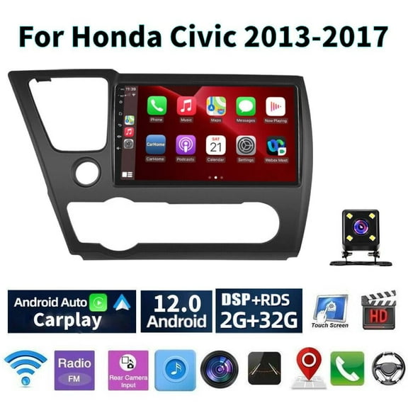 Car Radio for Honda Civic 2013-2017, 9" Touchscreen Android 13 Support Carplay Android Auto Navigation Bluetooth Radio Video Steering Wheel Control Rear Camera 2G+32G,Black