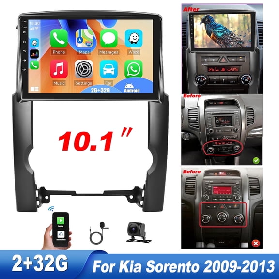 Car Radio Android 13 Car Stereo with Wireless, for Kia Sorento 2009-2013 for Apple CarPlay Android Auto 10.1 Inch HD Touch Screen Bluetooth Car Radio with GPS Navigation WiFi FM
