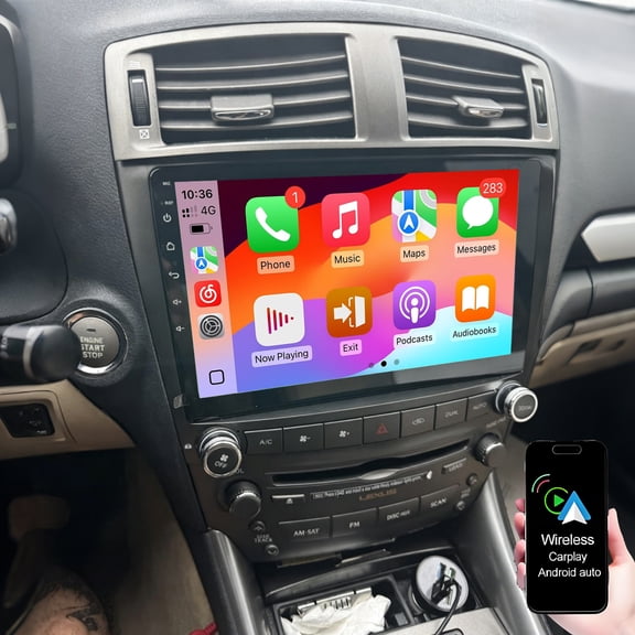 Car Radio for Lexus IS250 IS350 2006-2012 Stereo with Wireless Carplay Android Auto, 10" IPS TouchScreen Built-in Bluetooth GPS Navigation WiFi FM/RDS SWC Mirror Link Backup Camera