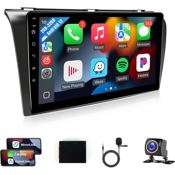 Car Radio for Mazda 3 2004-2009 Stereo Replacement with IPS 9'' Touchscreen Built-in Wireless Carplay/Android Auto/GPS/Bluetooth/FM/Steering Wheel Controls/Backup Camera/MIC