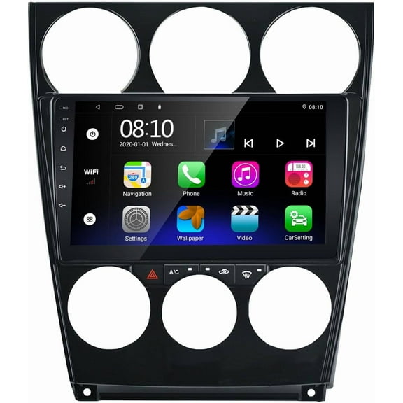 Car Radio for Mazda 6 Atenza 2002-2008, Car Stereo for Mazda 6 Atenza 2002 2003 2004 2005 2006 2007 2008 Build-in Carplay & Android Auto, with GPS Navigation, WiFi, Bluetooth, FM, 2G+32G