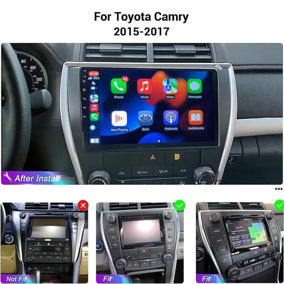 Car Radio Stereo 10.2-inch Android 15 GPS Navigation Head Unit for Toyota Camry 2015-2017 Car Player with Carplay Android Auto DSP SWC WiFi Bluetooth Mirror Link 4+64G Quad Core