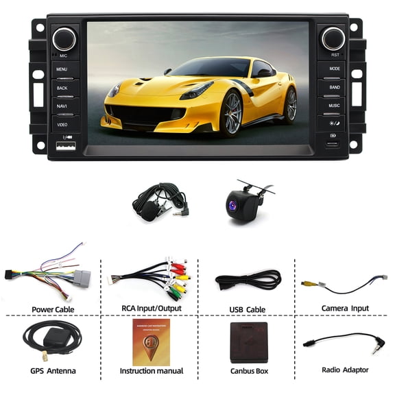 Car Stereo Head Unit with 4+64G, Android 15, 7-inch, Quad Core | Carplay, Android Auto, Bluetooth, WiFi, SWC | Fit 2007-2018