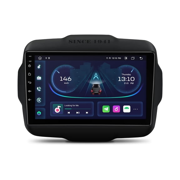 Car Stereo Head Unit with 4+64G, Android 15, 9-inch | GPS Navigation, Carplay, Android Auto, Bluetooth, WiFi, SWC, DSP, Split Screen | Fit for Jeep Renegade, 2015-2020