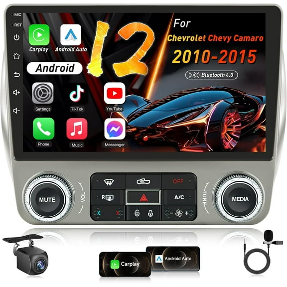 Car Radio Stereo for Chevrolet Chevy Camaro 2010-2015: 4Core+64GB ROM 9 Inch 1280 * 800 HD IPS Touchscreen Head Unit 5G WiFi Wireless Carplay Andriod Auto SWC Backup Camera GPS Navigation FM