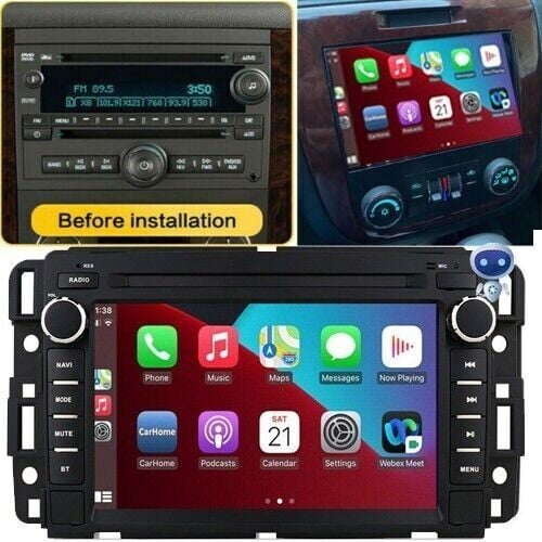 Car Radio Stereo for Chevrolet Silverado GMC Sierra Yukon 2007-2013 Android 4+64GB CarPlay Android Auto GPS Navigation Bluetooth FM 7-inch Screen Head Unit
