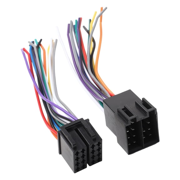 Car Radio Stereo Connector For ISO Harness - 16 Pin Male And Female Audio Interface Cable, For 12V Vehicles, Black ABS, Steering Wheel Control Ready