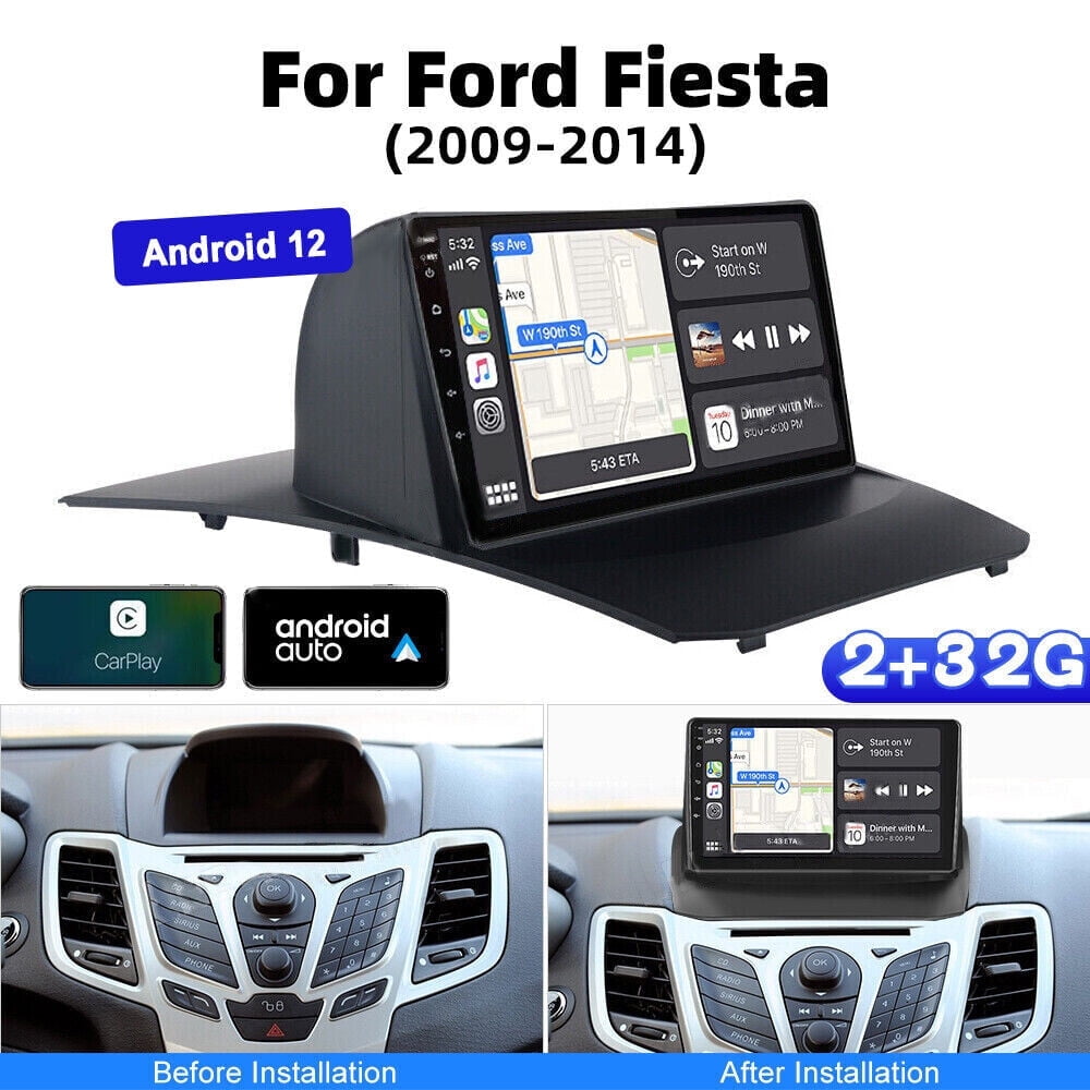ESSGOO  Car Stereo For 2006-2011 Ford Fiesta, Wireless Carplay&Android  Auto With Steering Wheel Controls