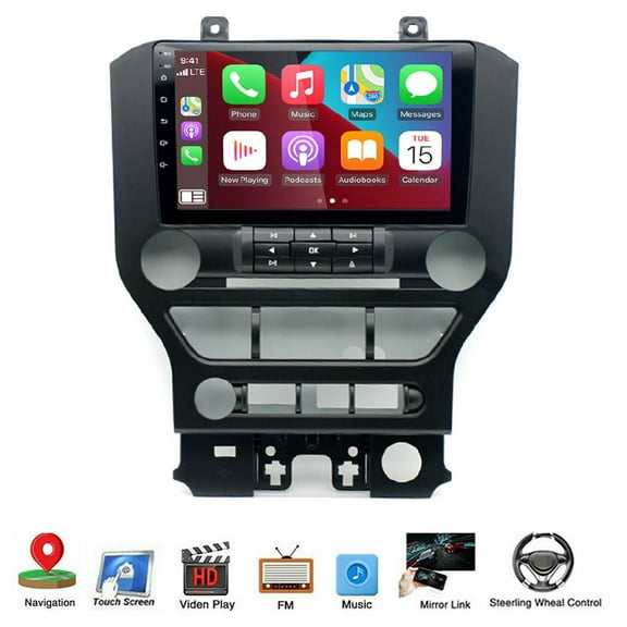 Car Radio Stereo for Ford Mustang 2015-2021, 9" Touchscreen Android 13 Support Carplay Android Auto Navigation Bluetooth Radio Video Mirror Link Steering Wheel Control Camera 2G+32G,Black