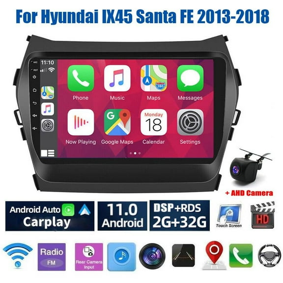 Car Radio Stereo for Hyundai IX45 Santa FE 2013-2018, 9" Touchscreen Android 13 Support Carplay Android Auto Navigation Bluetooth Radio Video Steering Wheel Control 2G+32G,Black