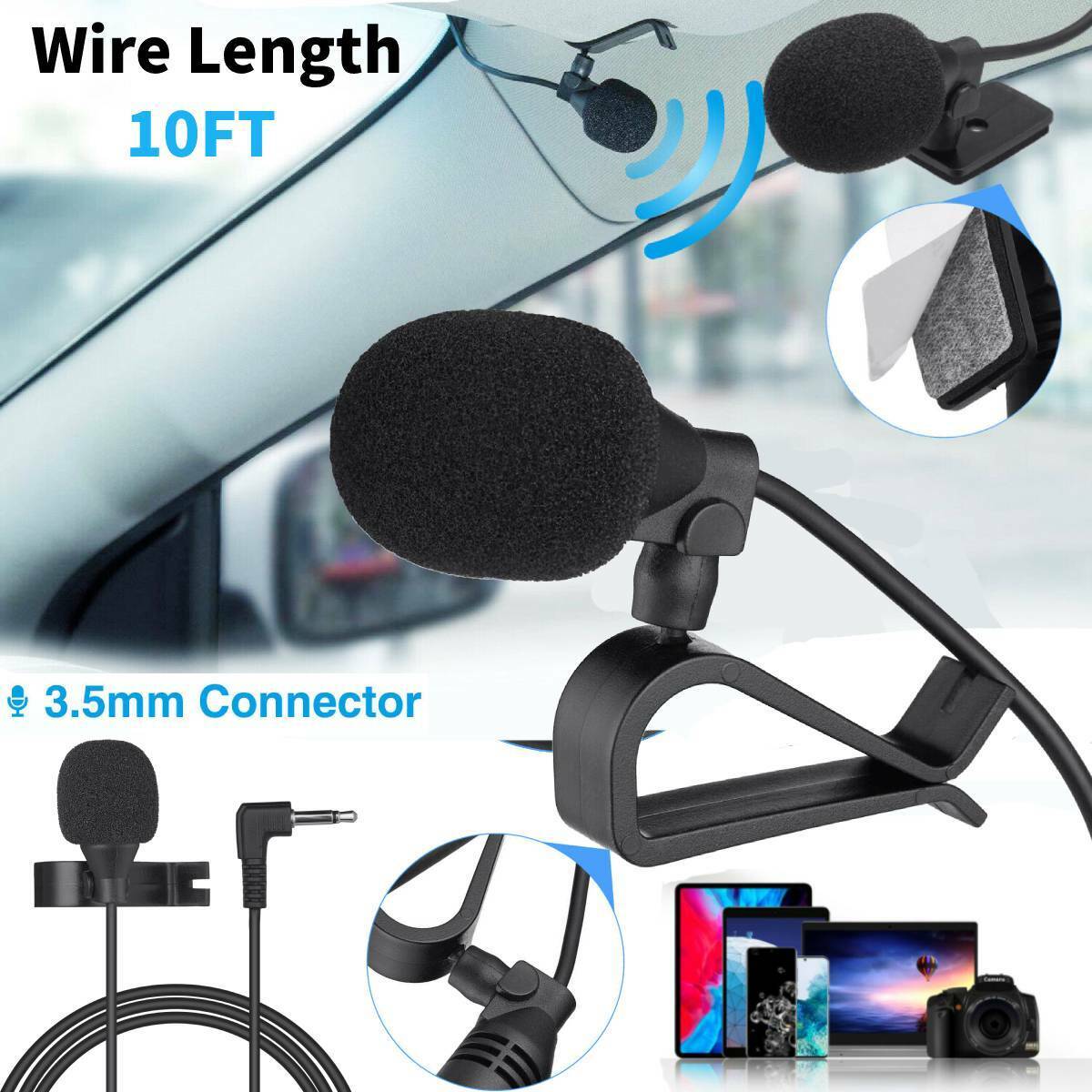 Car Radio Stereo Microphone Bluetooth External Mic GPS Player Enabled