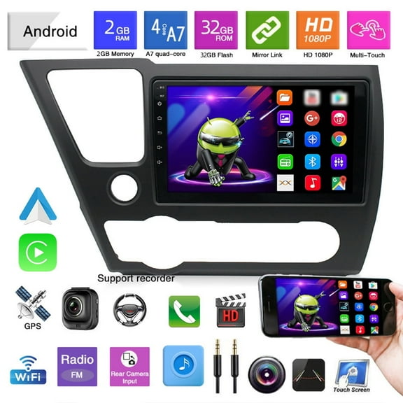 Car Radio Stereo With Rear View Camera for Honda Civic 2013-2017 (US version) Android 12 Touch Screen Multimedia Radio Built in Apple Carplay Andriod Auto, Support Mirroring GPS Navigation