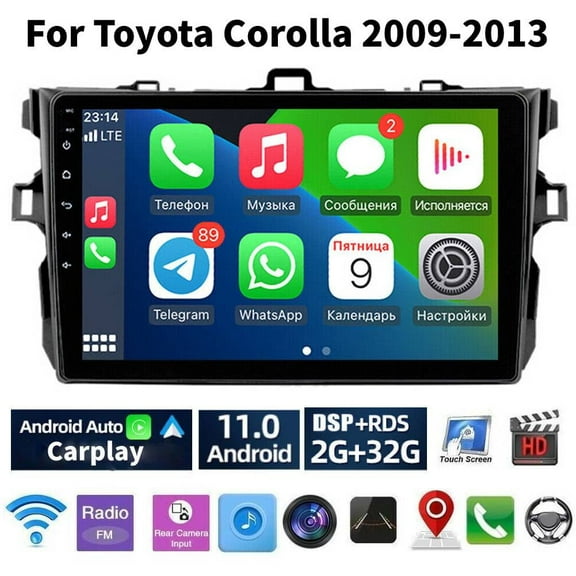 Car Radio Stereo for Toyota Corolla 2009-2013, 9" Touchscreen Android 13 Support Carplay Android Auto/Navigation/Bluetooth/Video/Steering Wheel Control/2+32G,Black