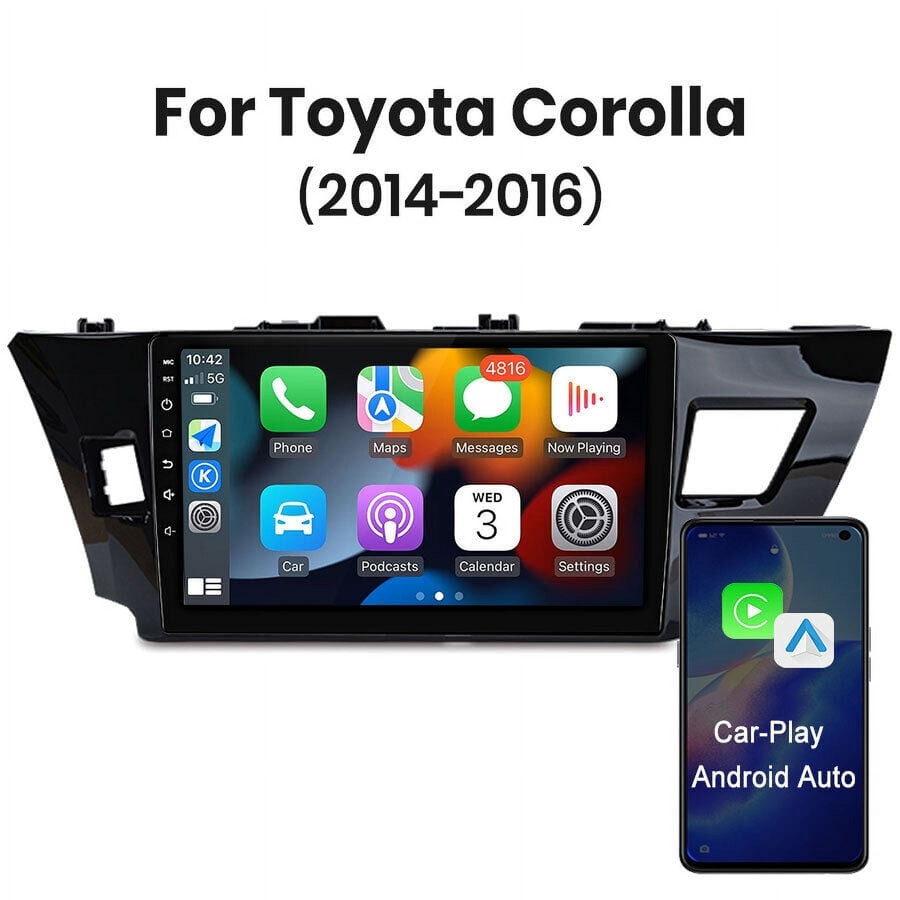 Car Radio Stereo for Toyota Corolla 2014-2016, 10 Touchscreen Android 12  Support Carplay Android Auto Navigation Bluetooth Radio Video Steering  Wheel Control Camera 2G+32G,Black 
