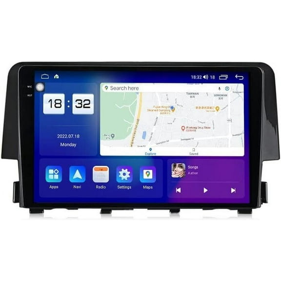 Car Radio Stereo for Honda Civic 2016-2021, 8 Core Android 12 Navigation Weather Widget QLED Screen,Carplay, Android Auto, RDS, DSP, 4+32GB