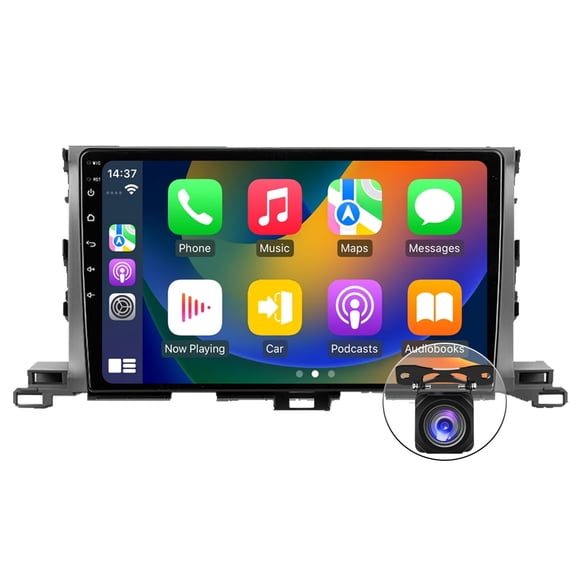 Car Radio for Toyota Highlander 2014-2019 Built-in Carplay/Android Auto, Android 13 Host 4G RAM 64G ROM with WiFi GPS Navigation Bluetooth Steering Wheel Control
