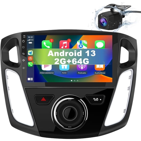 Car Radio for Ford Focus 2012-2017, 9 inch Touch Screen Android 13 Stereo with Bluetooth GPS Wireless CarPlay Andriod Auto [2GB+64GB]