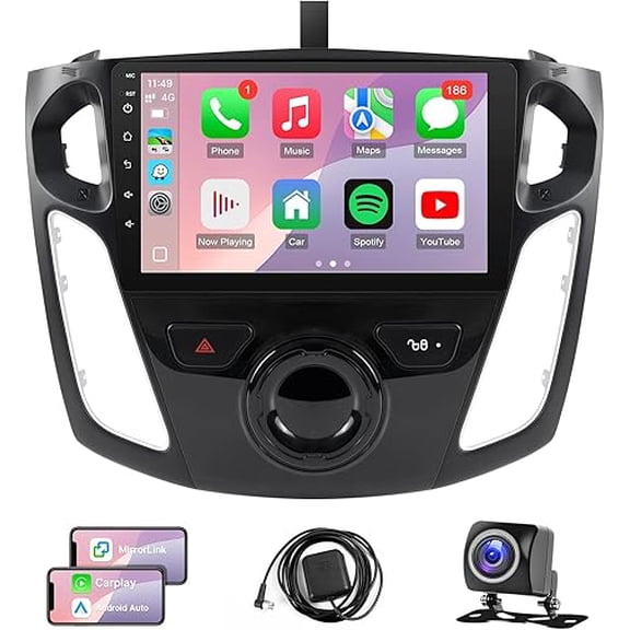 Car Radio for Ford Focus 2012-2018, 9 inch Touch Screen Android 15 Stereo with Bluetooth GPS Wireless CarPlay Andriod Auto [2GB+64GB]