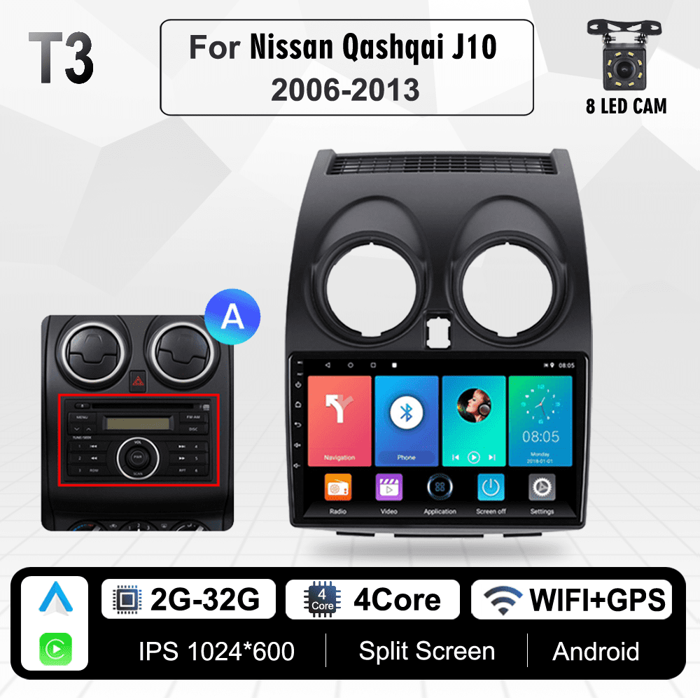 Roinvou Android 15 Autoradio Für Nissan Qashqai J10 - Mit Wireless CarPlay & Android Auto