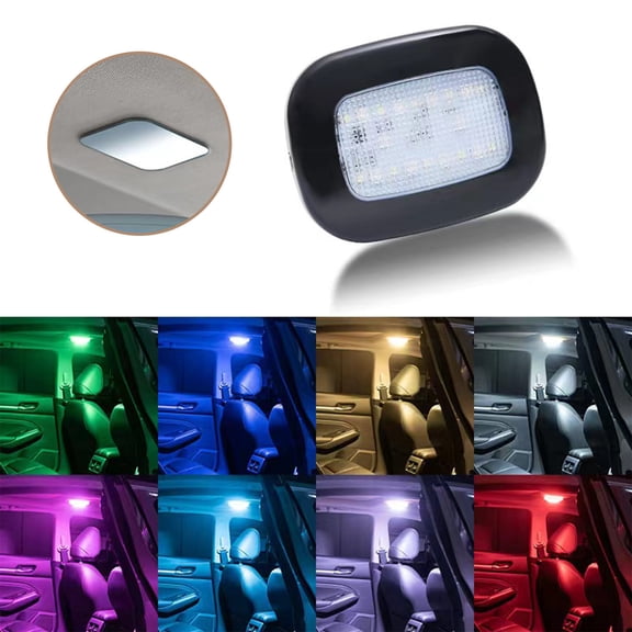 Car Reading Light LED Interior Dome Lamp - USB Rechargeable Wireless Magnetic Roof and Trunk Light, Multi-Color 8-Mode Portable Car Lighting for Home Camping