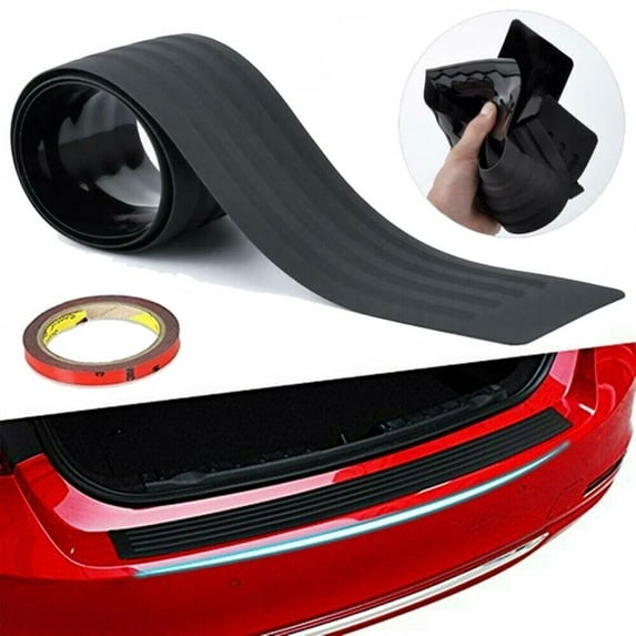 Car Rear Bumper Guard Protector Trim Cover Sill Plate Trunk Rubber Pad Kit Black