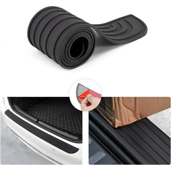 Car Rear Bumper Protector Guard - Anti-Scratch, Non-Slip, 35.4 in Black Rubber Accessory