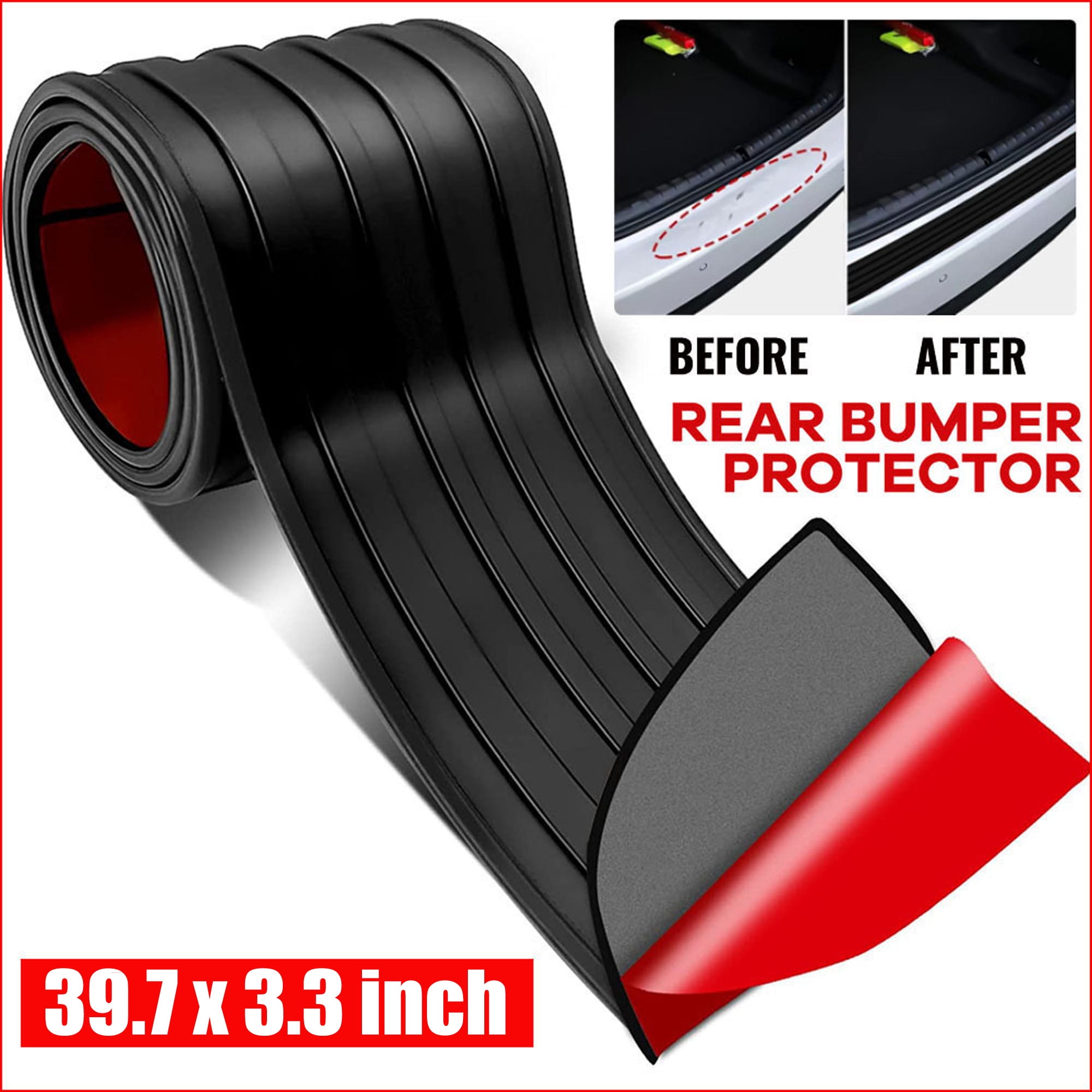 Car Rear Bumper Protector Guard Universal Black Rubber Scratch ...