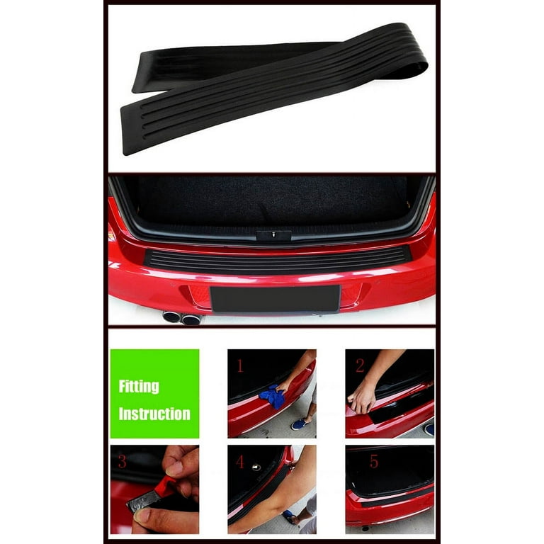 1x Black Car Rear Bumper Protector Trim Strip Trunk Sill Guard Scratch Pad  Cover