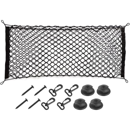 Car Rear Cargo Net, Adjustable Elastic Storage Organizer Net, Trunk Cargo Storage Net, Universal Fit for Car, Vehicle, SUV (43.3"x 15.8")