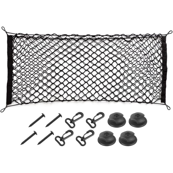 Car Rear Cargo Net, Adjustable Elastic Storage Organizer Net, Trunk Cargo Storage Net, Universal Fit for Car, Vehicle, SUV (43.3"x 15.8")