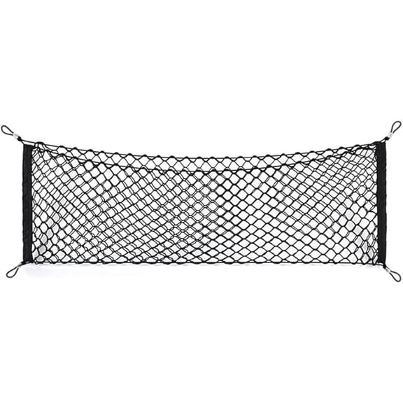 Car Rear Cargo Net, Universal Adjustable Elastic Trunk Cargo Storage Organizer Net Compatible for SUV, Jeep, Truck, Storage Nylon Mesh Double-Layer with Hooks (35.4 x 15.7 Inch)