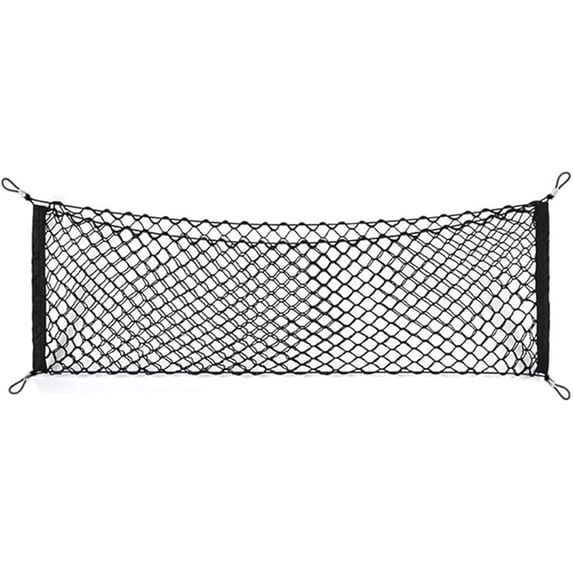 Car Rear Cargo Net, Universal Adjustable Elastic Trunk Cargo Storage Organizer Net Compatible for SUV, Jeep, Truck, Storage Nylon Mesh Double-Layer with Hooks (35.4 x 15.7 Inch)