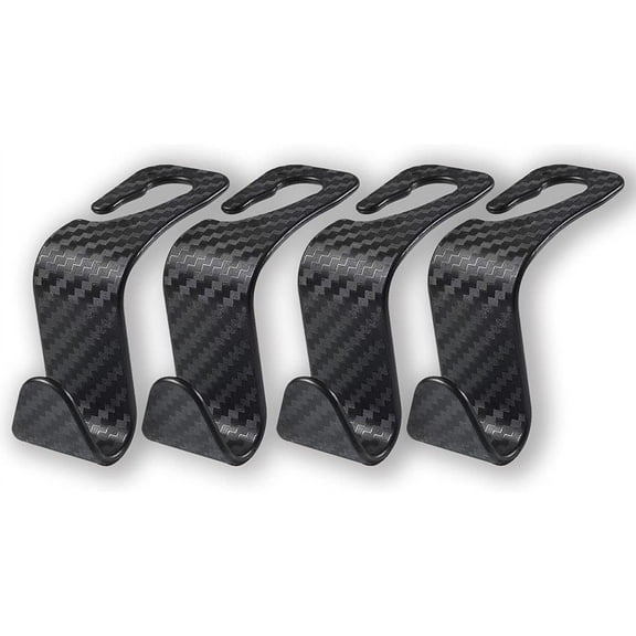 Car Rear Seat Carbon Fiber Headrest Hook,(4 Pieces), Car front Seat Hook, Car Handbag Hook, Car Hanger (Black)
