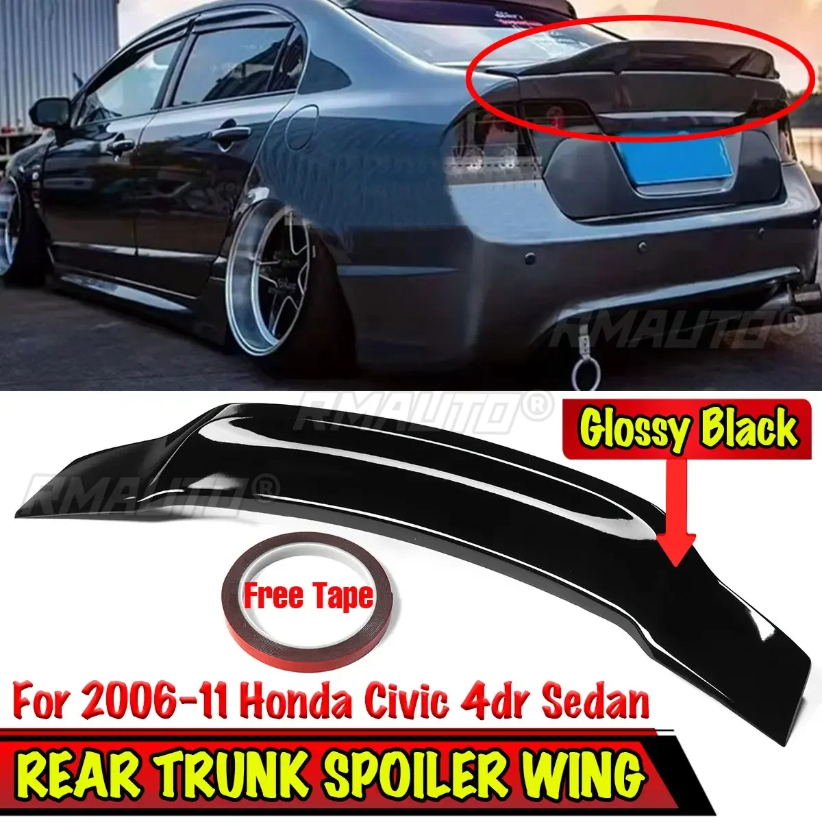 Car Rear Spoiler Wing Lip R Style Rear Trunk Spoiler Lip Boot Wing For ...