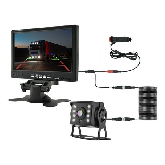 Car Rear View Camera For Truck Parking 7" HD Monitor Trailer 9-36V LED Waterproof Camera With Screen Easy Installation ,Effortless Control