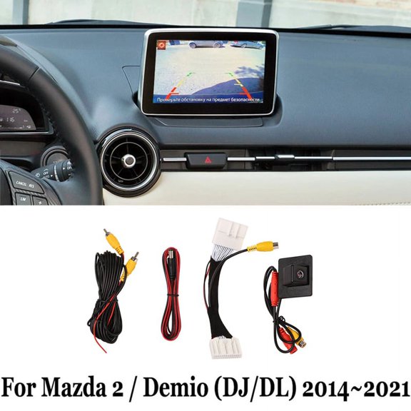 Car Rear View Camera Parking Assist Camera for 2 / Demio Hatchback (DJ) 2014-2021 Compatible Factory Screen Cable,1 * camera 1 set * wiring harness,black