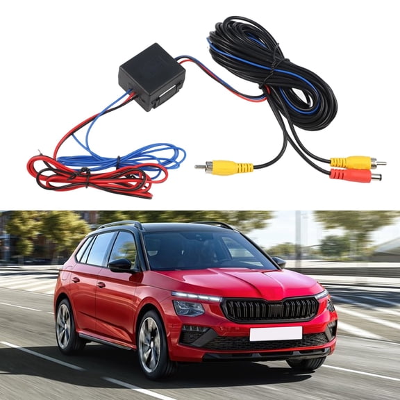 Car Rear View Camera Power Cable with Relay, 12V ACC Signal Wire Harness for Skoda and Vehicles, ABS Housing, Stable Delay Function, Easy Installation
