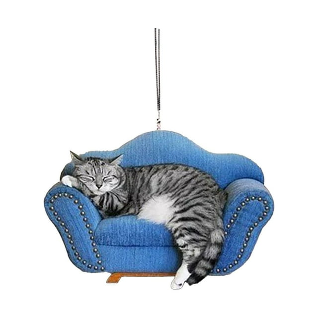 Car Rear View Hanging Accessories Cute Cat Pendant Stain Glass Ornament