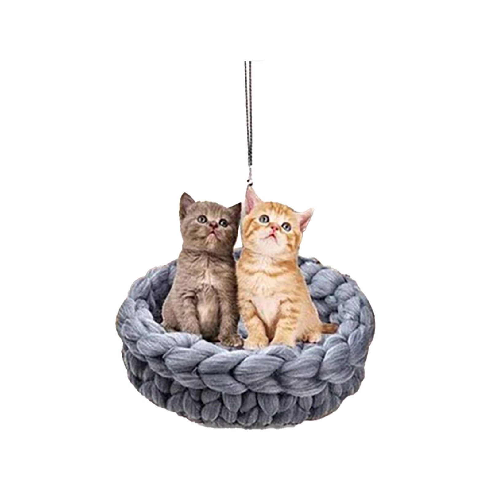 Car Rear View Hanging Accessories Cute Cat Pendant Stain Glass Ornament