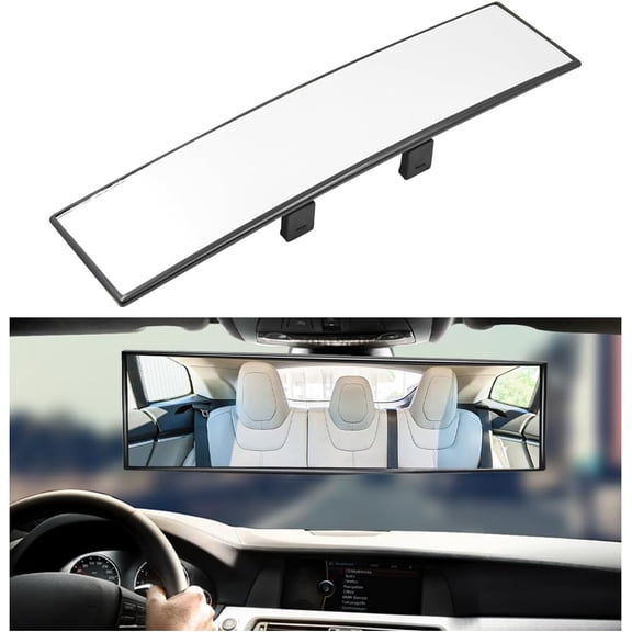 Car Rear View Mirror, 11.0" Clip-on Large Wide Angle Panoramic Convex Rearview Mirrors, Anti Glare HD Clear Tint Interior Rear View Mirror Reduce Blind Spots, Car Accessories (Curved)