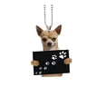 thumbnail image 1 of Car Rear View Mirror Accessories, Car Charms for Rear View Mirror, 3X2 in 2D Chihuahua Paw Print, Rear View Mirror Hanging Accessories, Dog Decor for Home, Metal Chain, Tan Black,, 1 of 5