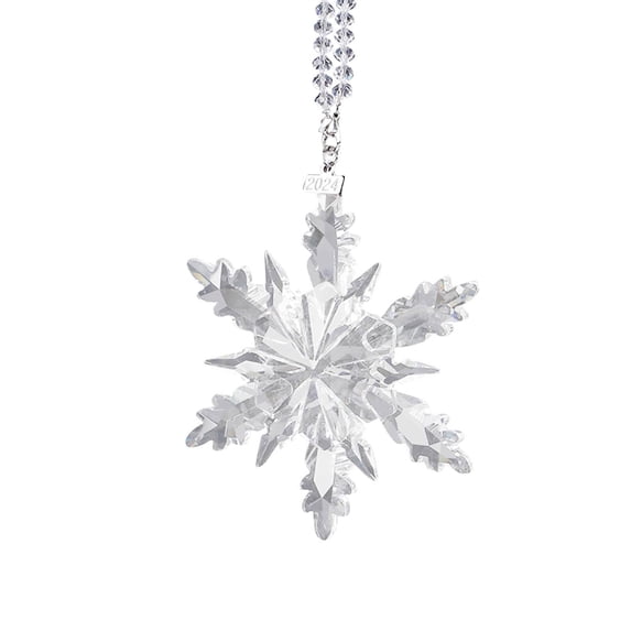 Car Rear View Mirror Accessories, Crystal Snowflake Decor, Hanging Car Accessories, Rearview Mirror Hanging Accessories, Clear Cut, Winter Holiday, 4 In, 1 Pc