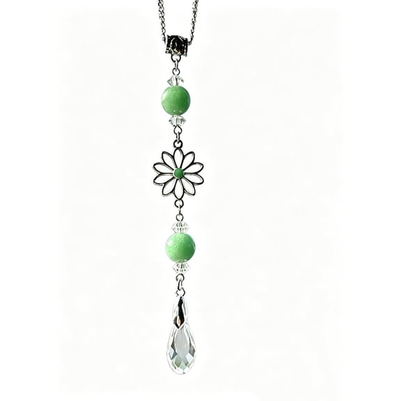 Car Rear View Mirror Accessories Hanging Ornament, Lotus Rearview Decor Charm Handmade Drop Beaded Crystal Cute Boho Swinging Interior Decor for Women Men