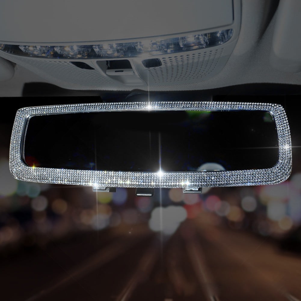 Car Rear View Mirror Accessories with Bling Crystal Diamonds Interior Trim Cover