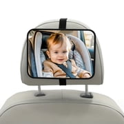 Car Rear View Mirror for Back Seat | Wide Angle Convex Shatterproof Acrylic | 360 Adjustable Headrest Mount | Panoramic Infant Observation | Fits SUVs, Cars, Trucks | Black | 18.8x13.5cm | 1 Pack