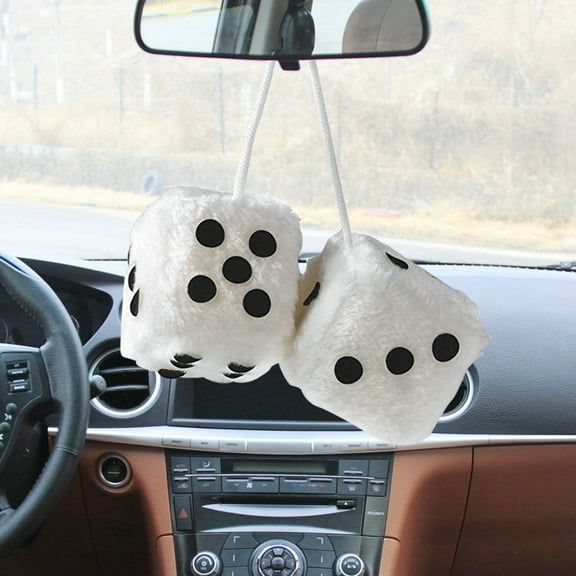 Car Rear View Mirror Hanging Dice Plush Soft Velvet 7x7x7cm Hand Stitched Sponge Filled Classic Pendant Birthday Gift Home Decor Trendy Automobile Interior Accessory